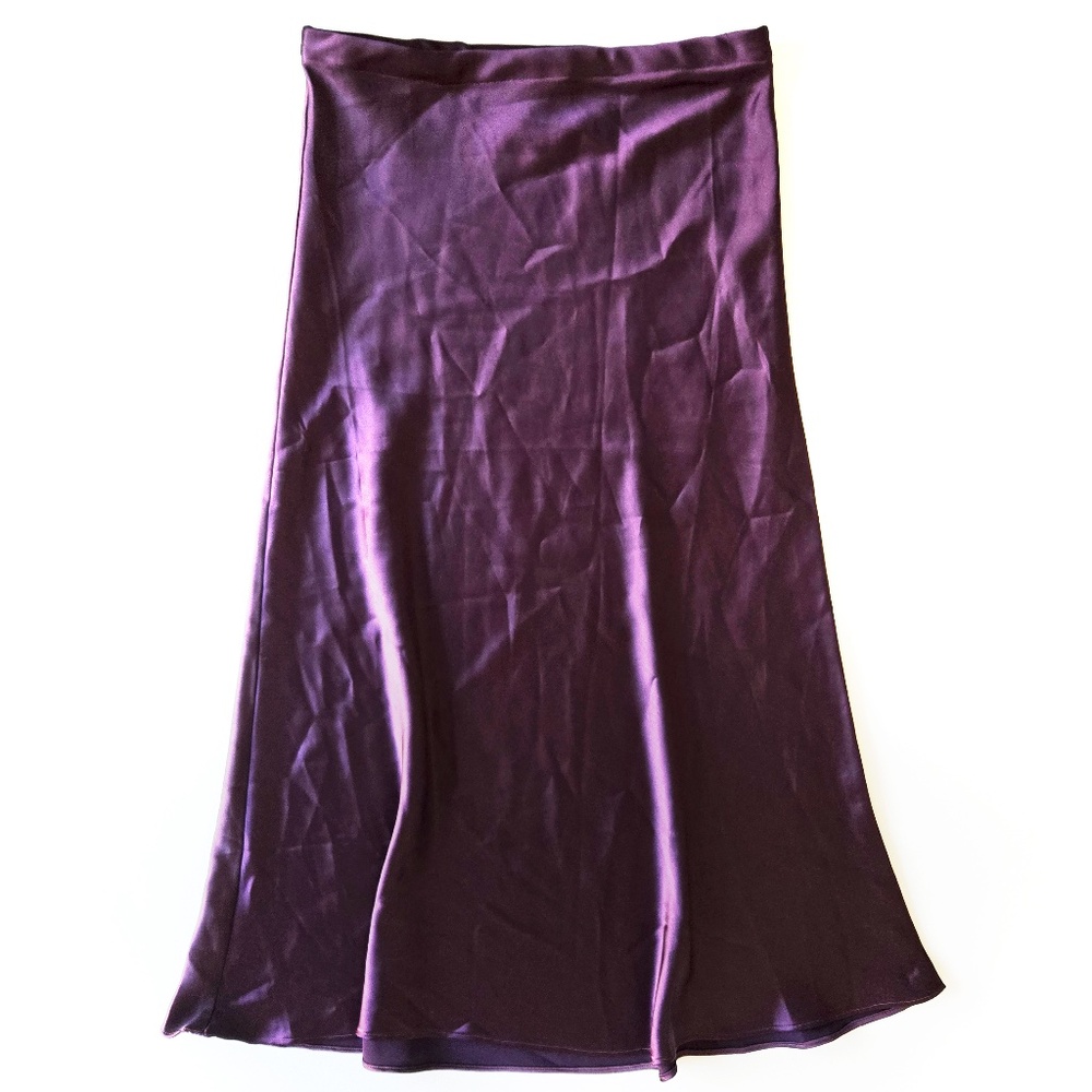 RACHEL ZOE Silky Satin A-Line Midi Skirt
